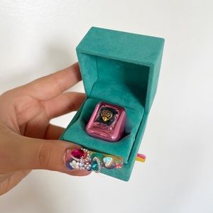 kurt geiger pink rectangle stone ring